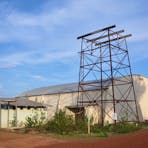 The Hangar with public toilet block in the left foreground. The water tank, visible in many early photographs, was removed from the tank stand.