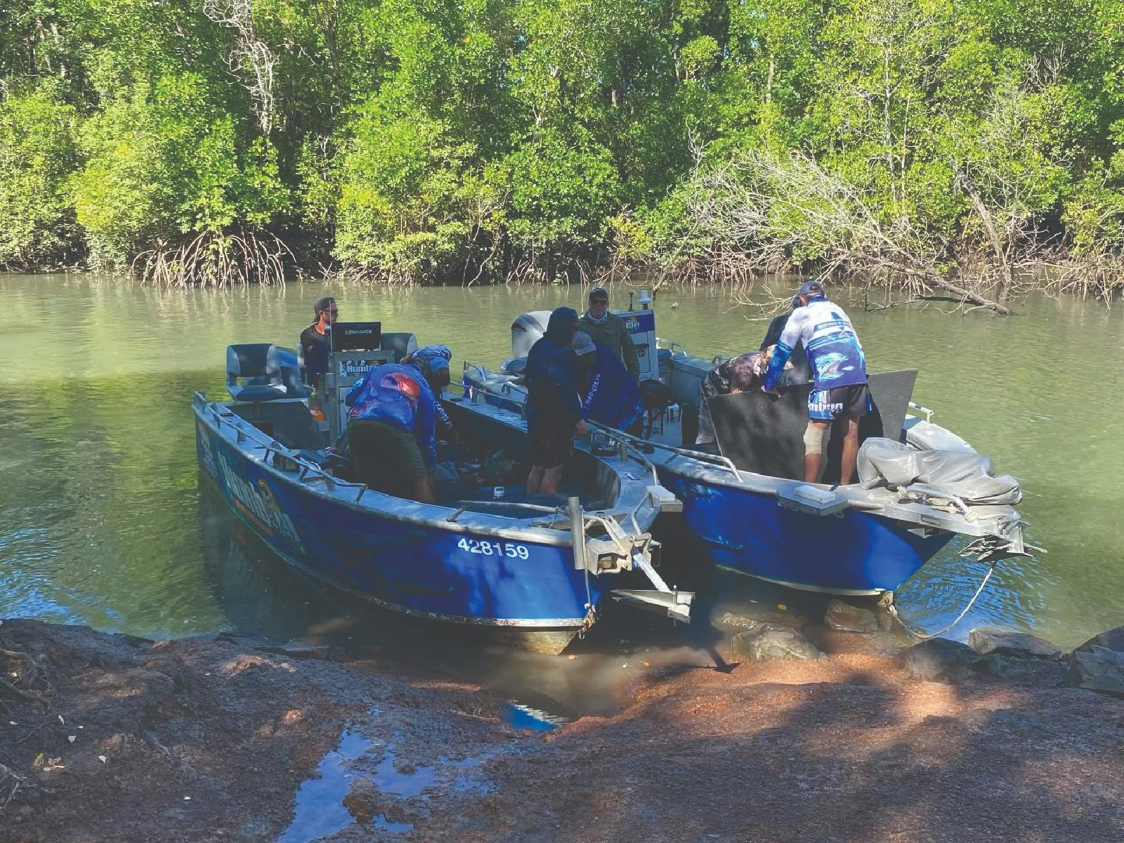 Large Tender boats at boat ramp