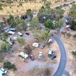 Aerial view of campground at Wanggardi Caravan Park near Alice Springs