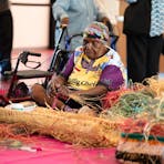 Tjanpi Desert Weavers demonstration at Desert Mob 2024 Symposium (Artist Talks)
