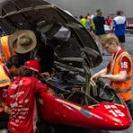 solar car being checked by teams