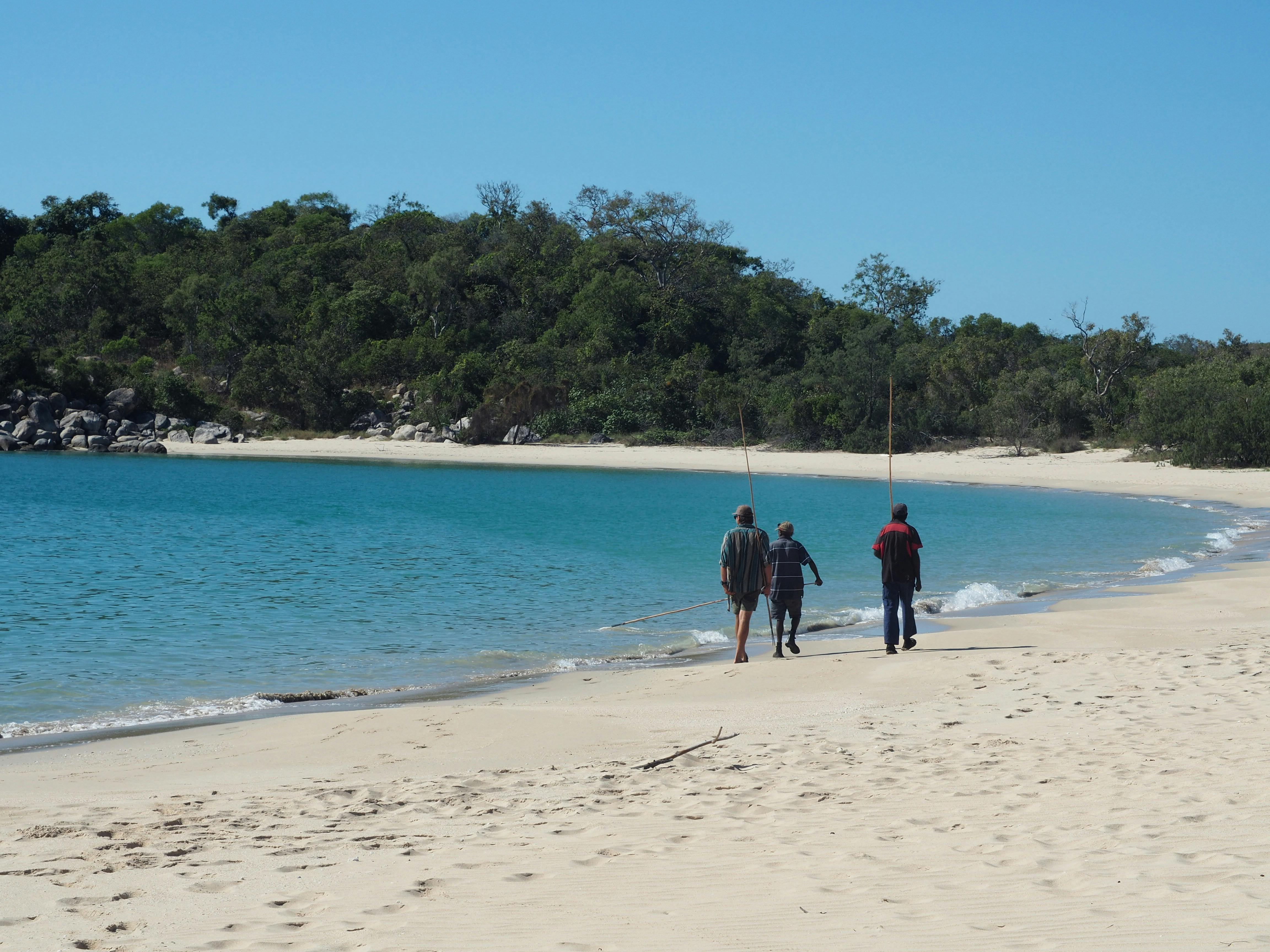 Guests go spear fishing, also known as shallow water fishing