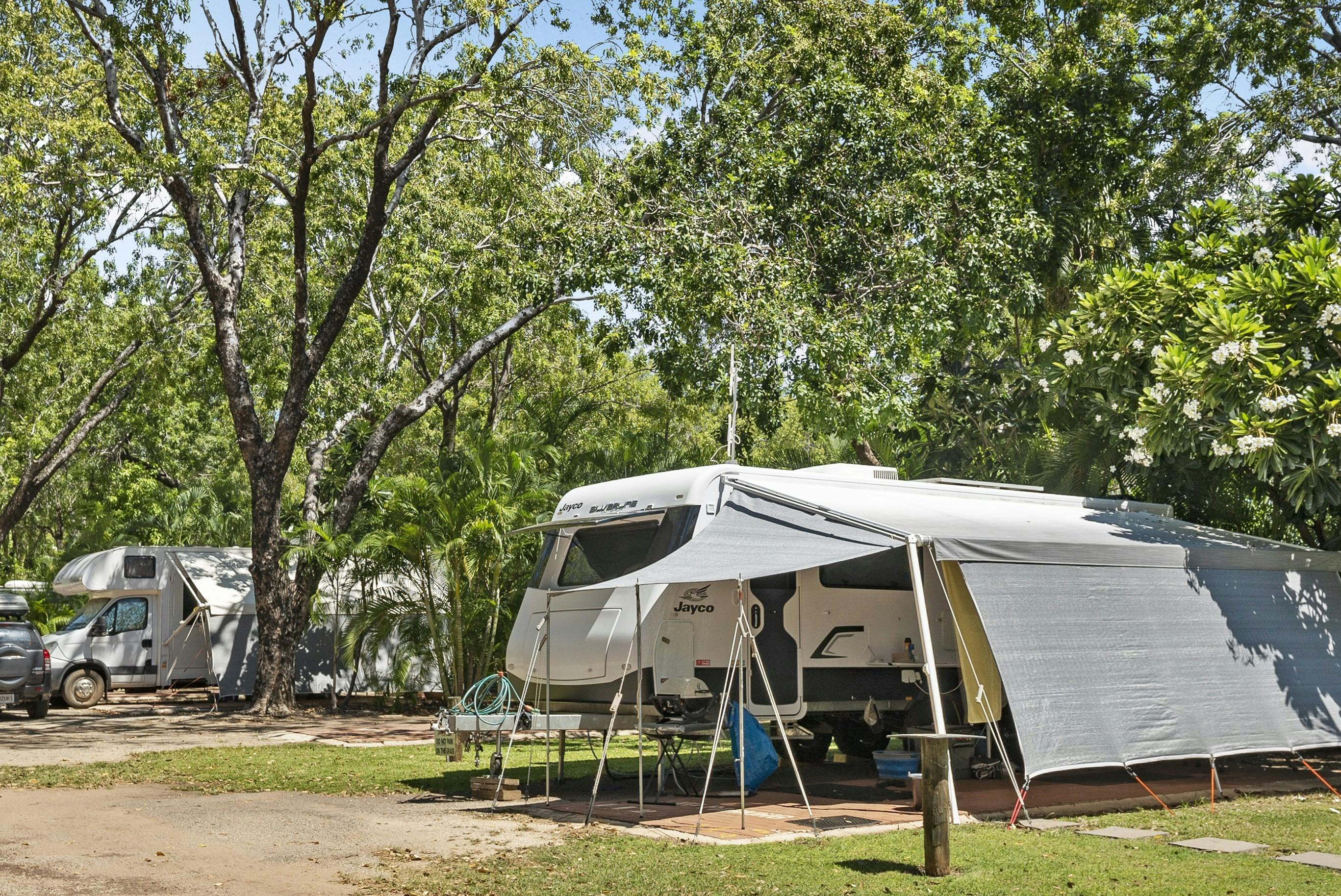 Medium power sites, shady sites with pads