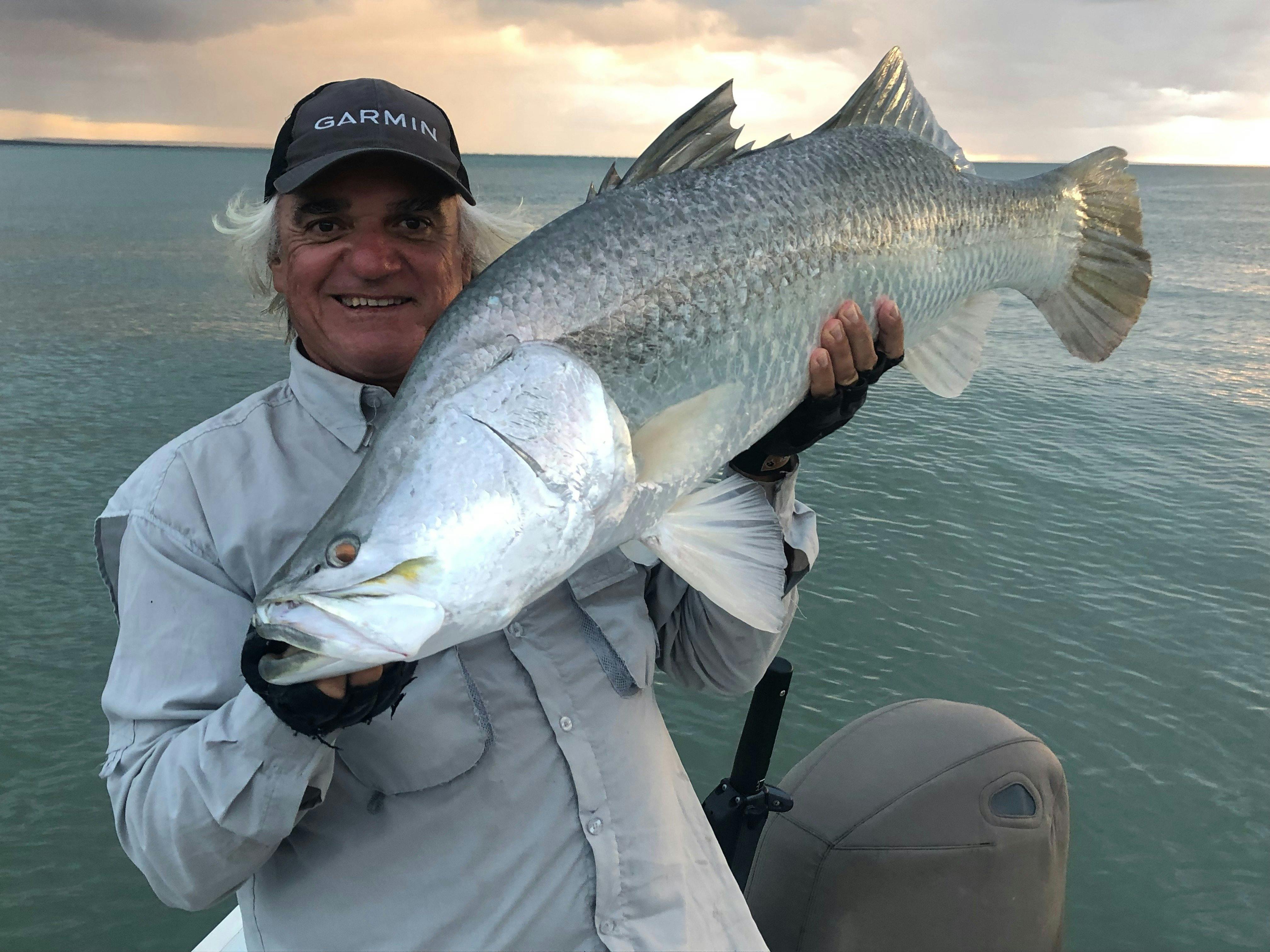 Captain Dan wit a Giant Barramundi Catch off East Arnhem Land Arafura Sea