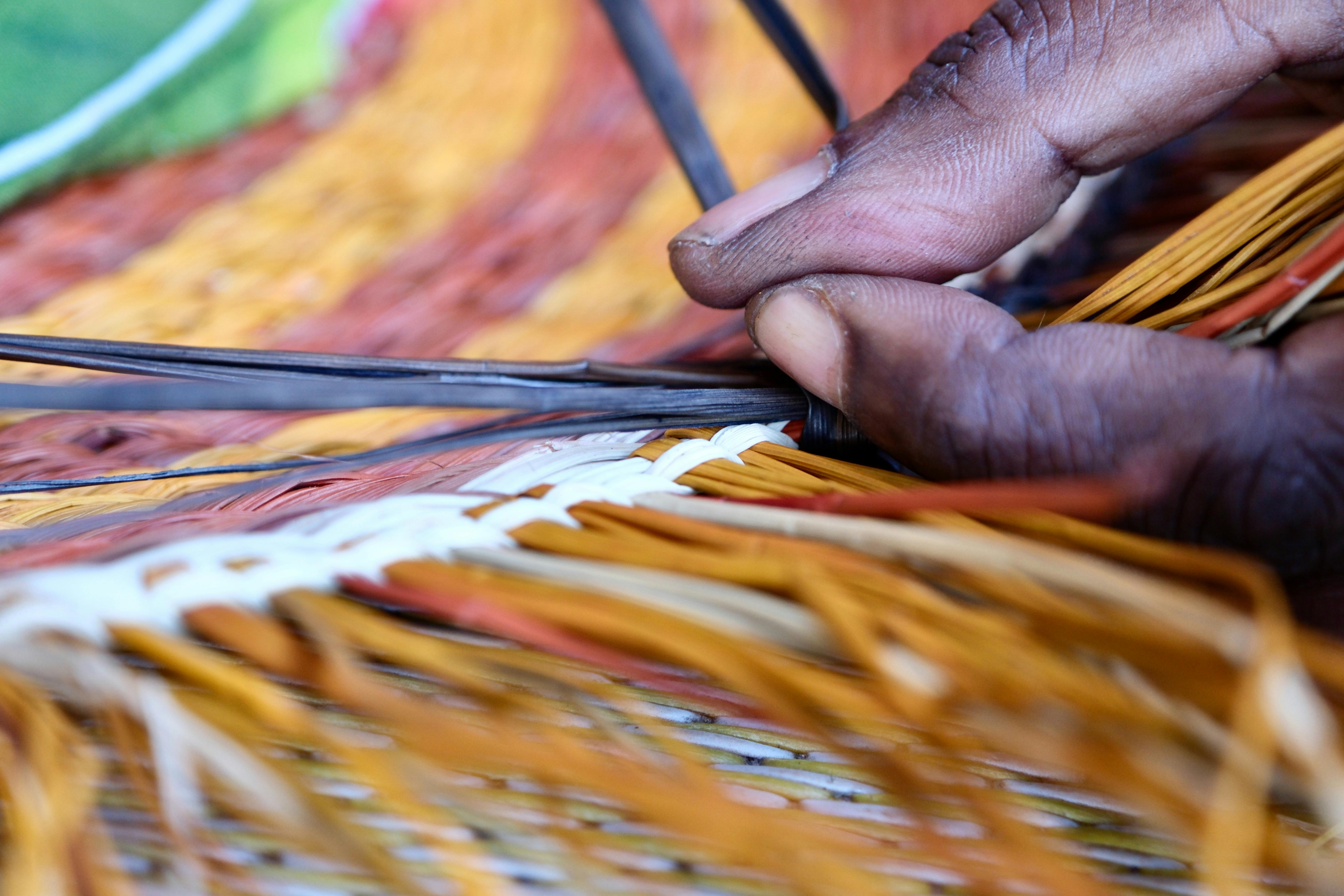 Artist weaving