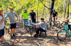 Logging into fake computer at the MTB trails, Pine Forrest