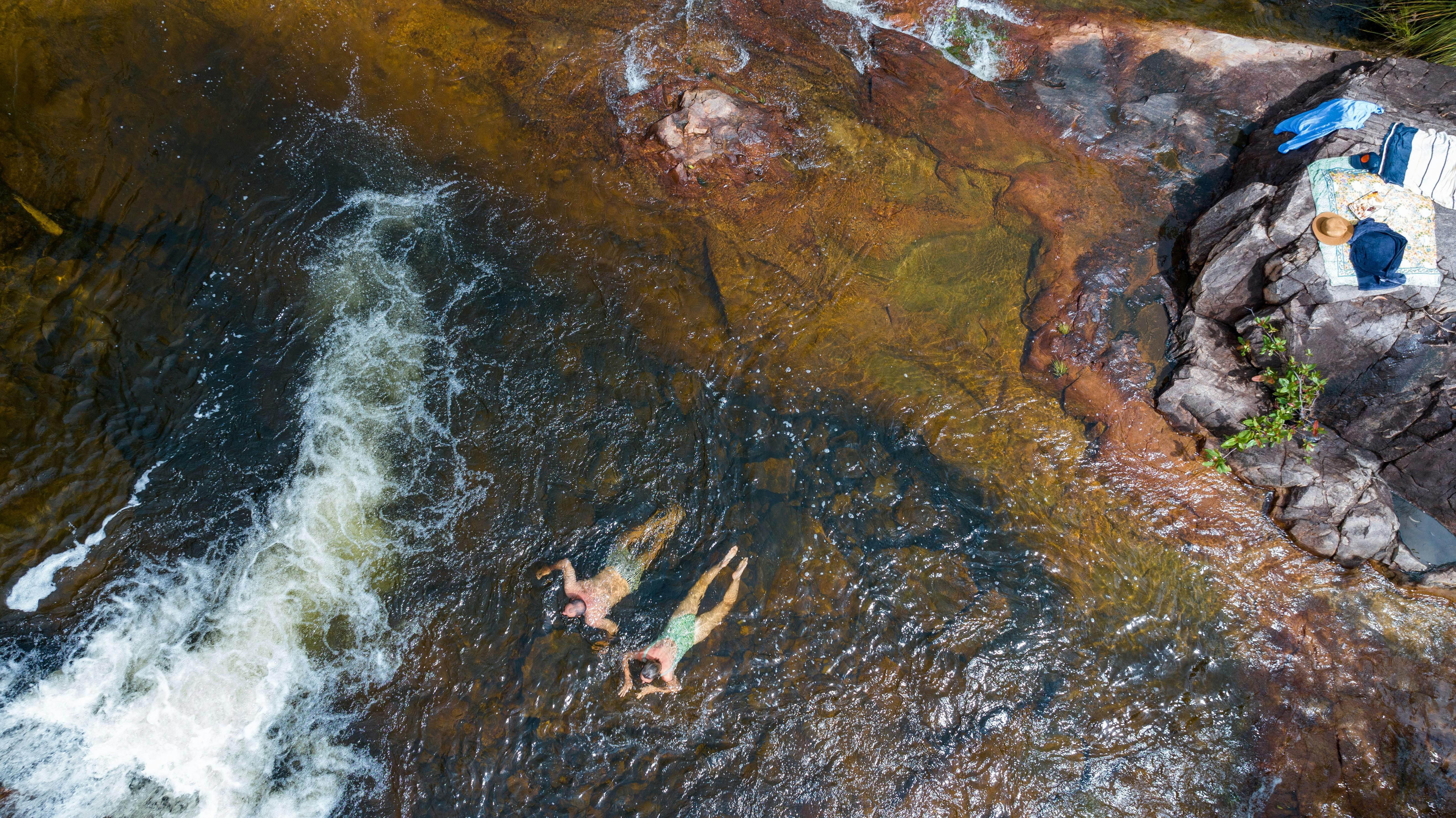One of the waterfalls of Nitmiluk Park - aerial shot from a helicopter