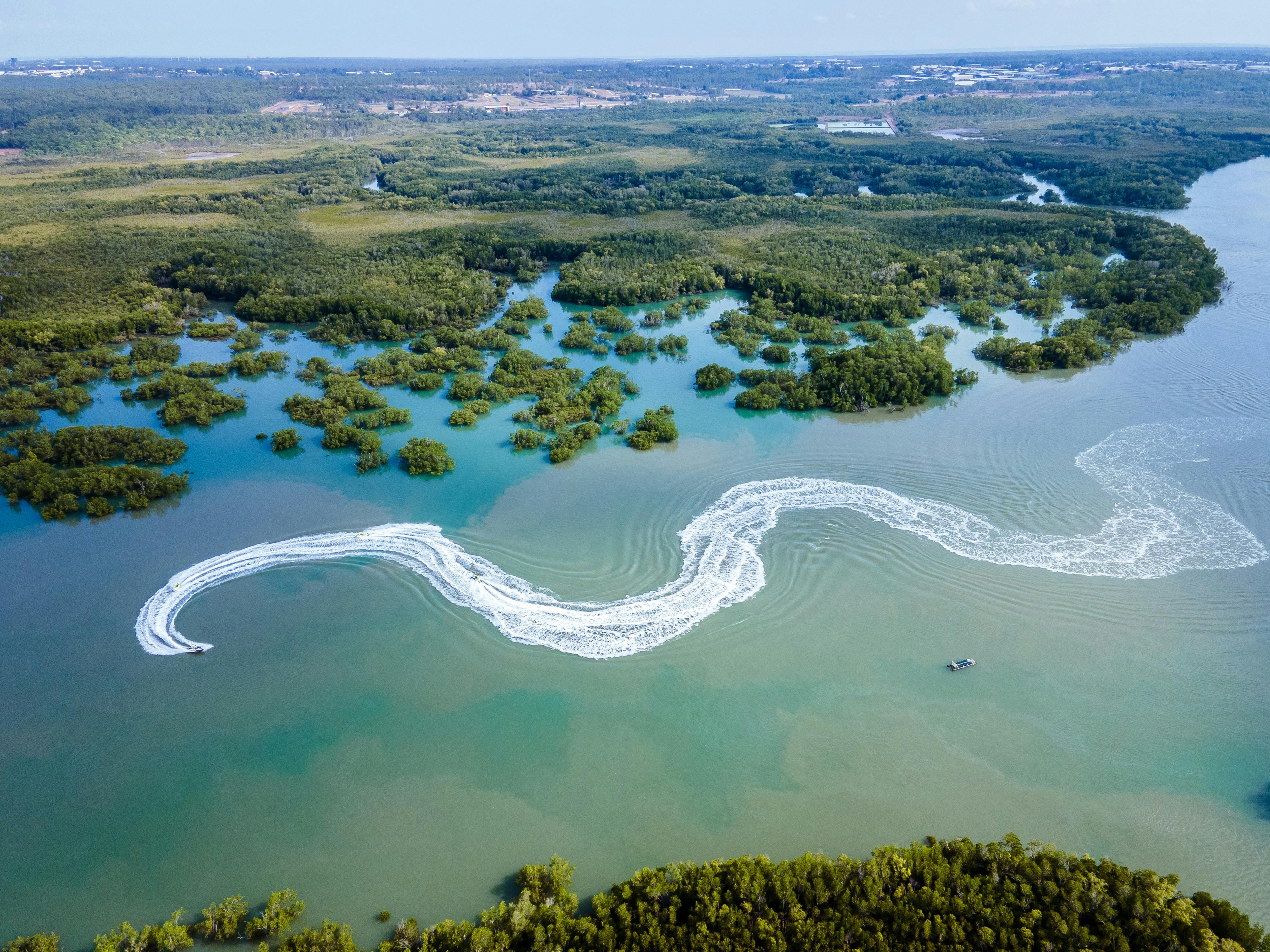 s bends on a jet ski through the mangroves in Darwin Harbour