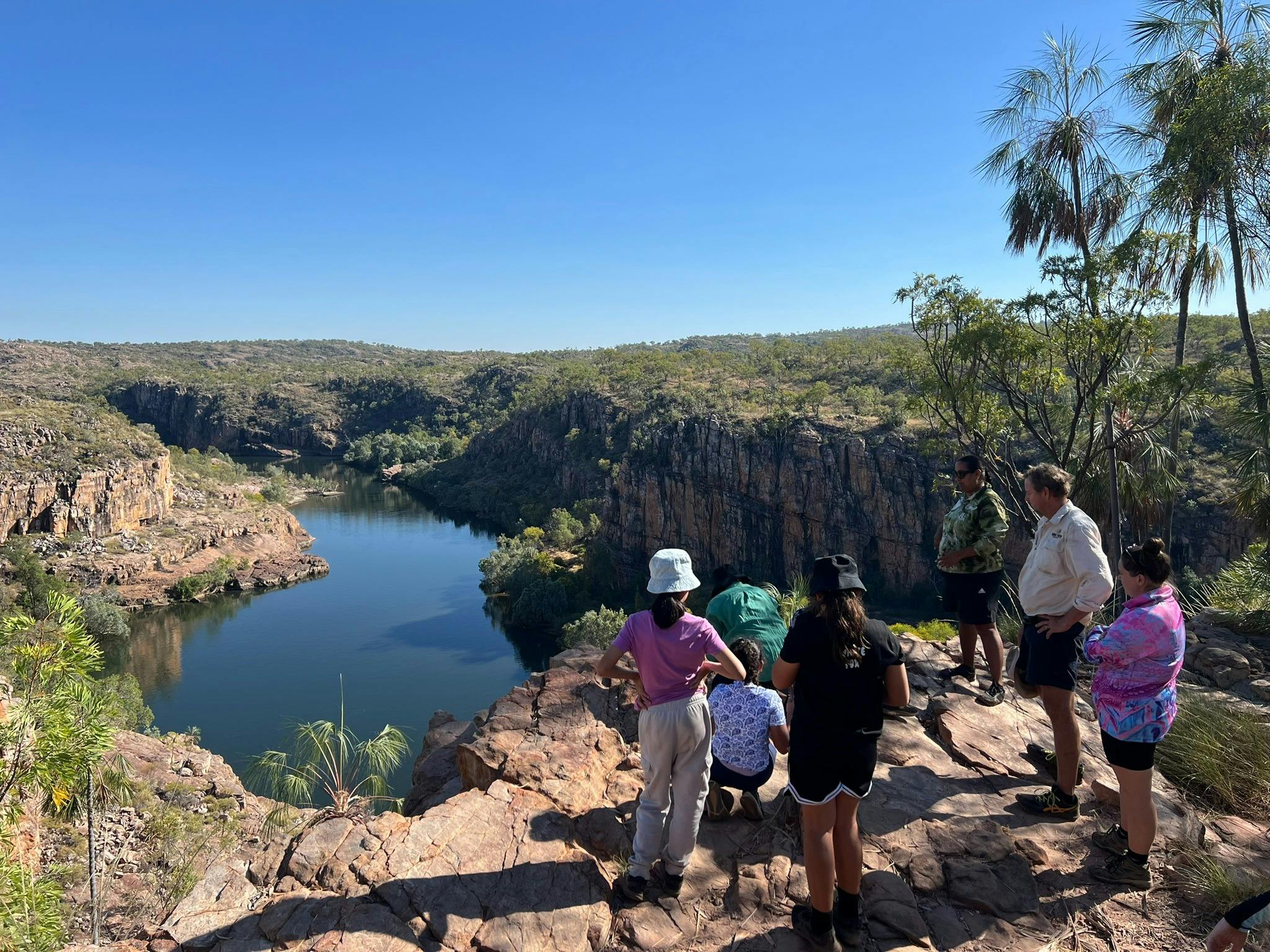a small group of childrend at Pats Lookout at Niluk National Park