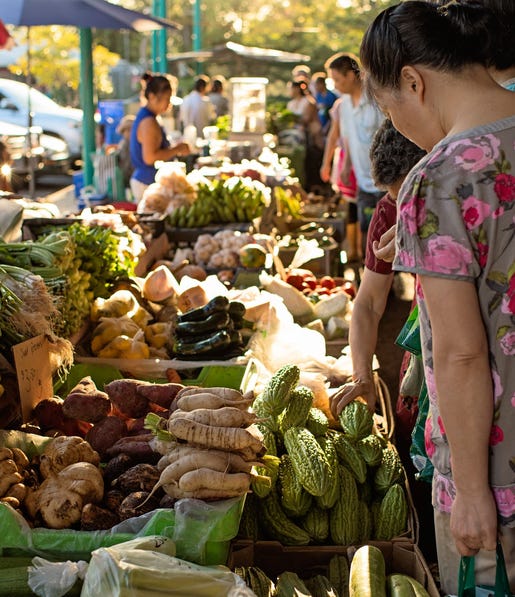 produce on display at markets