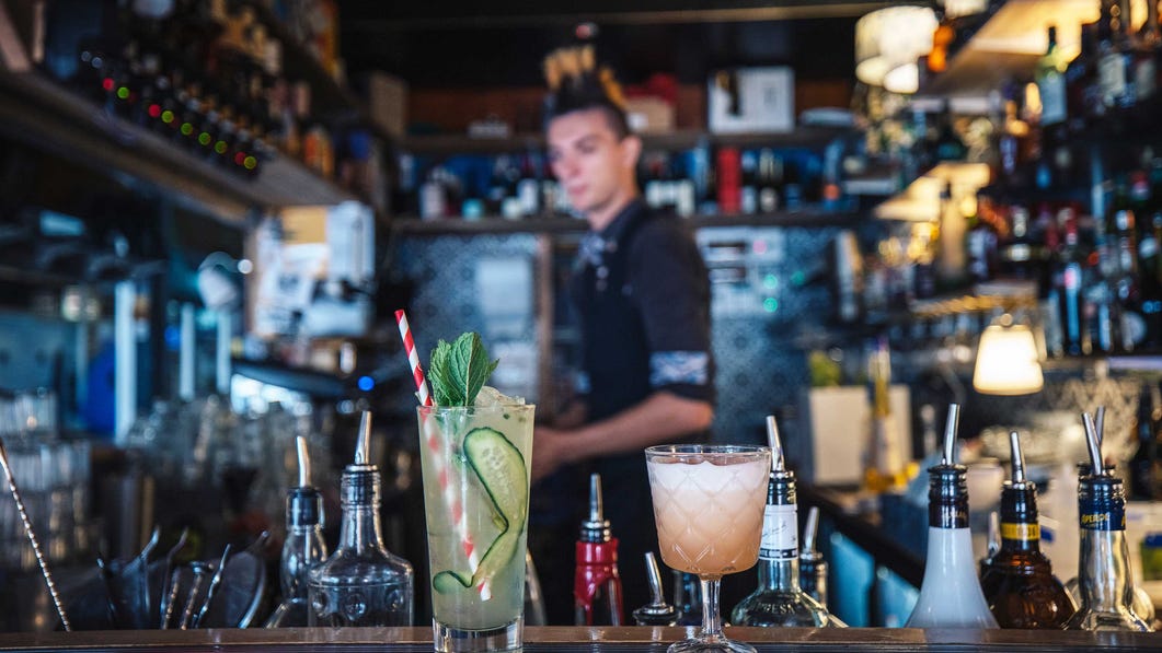 Cocktails on a bar in Darwin