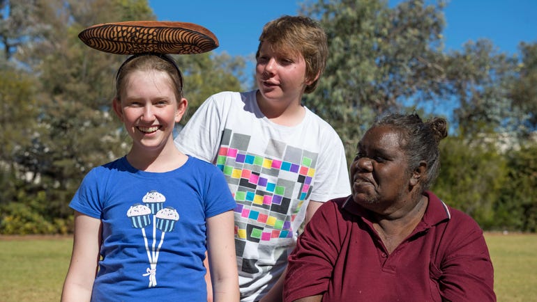 Children participating in an Aboriginal Cultural Experience