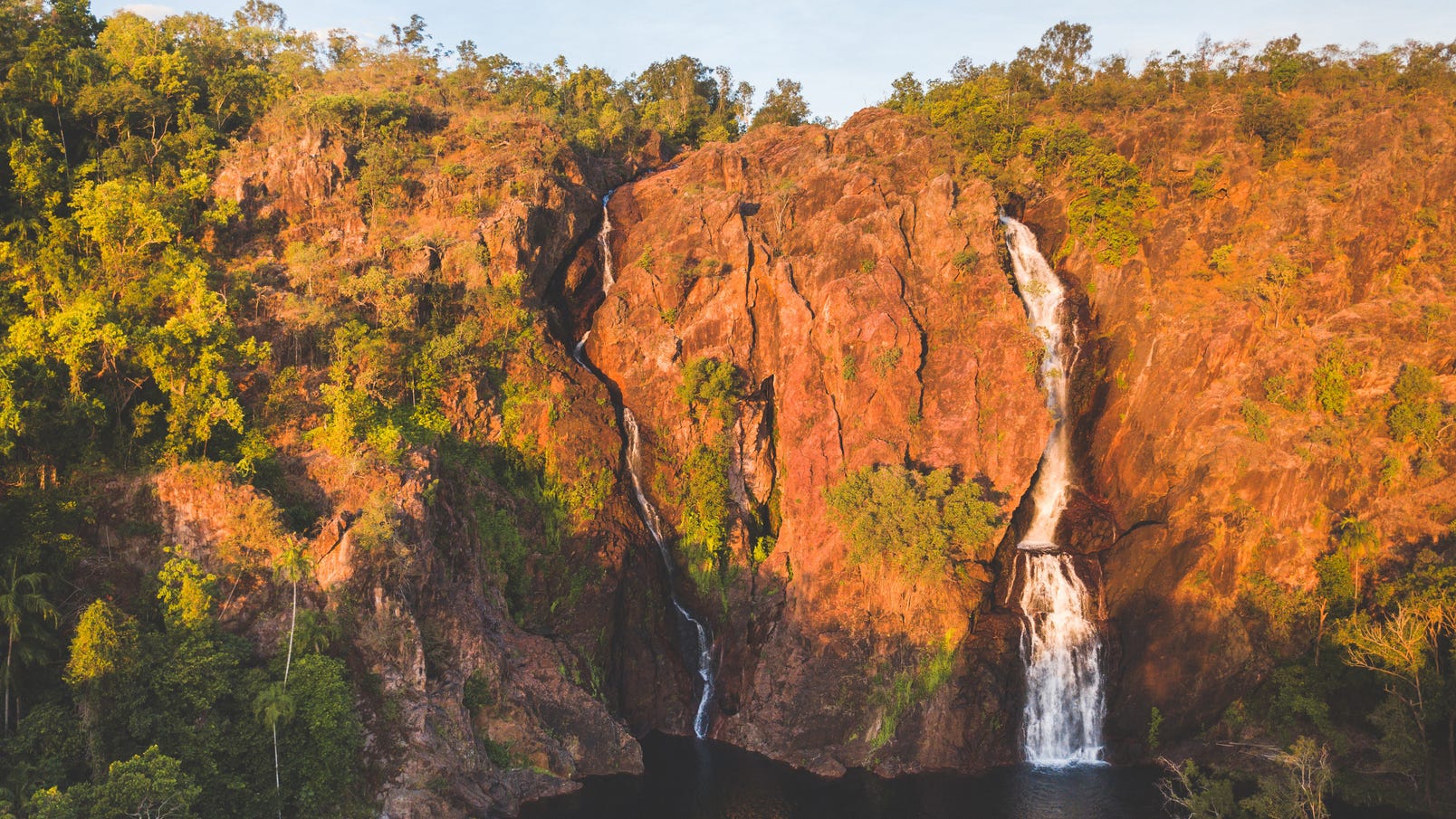 Waterfall at sunset