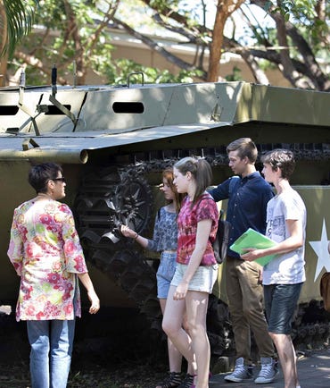 Teenagers on a tour at the Darwin Military Museum