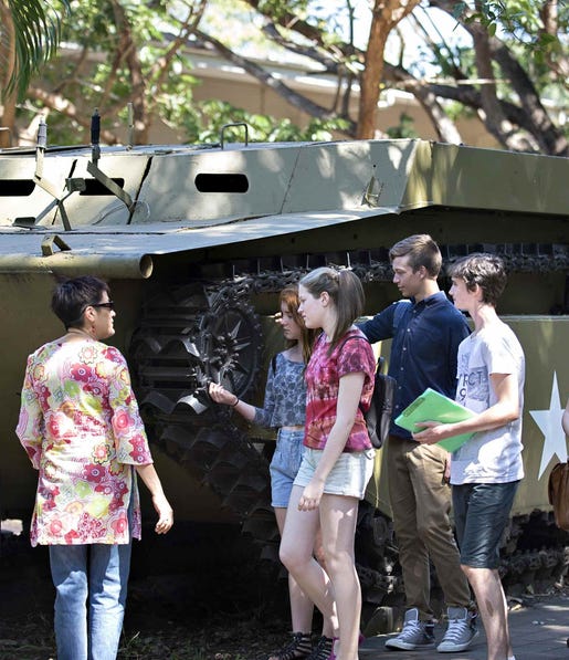 Teenagers on a tour at the Darwin Military Museum