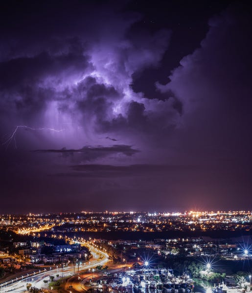 Lightning storm over Darwin City