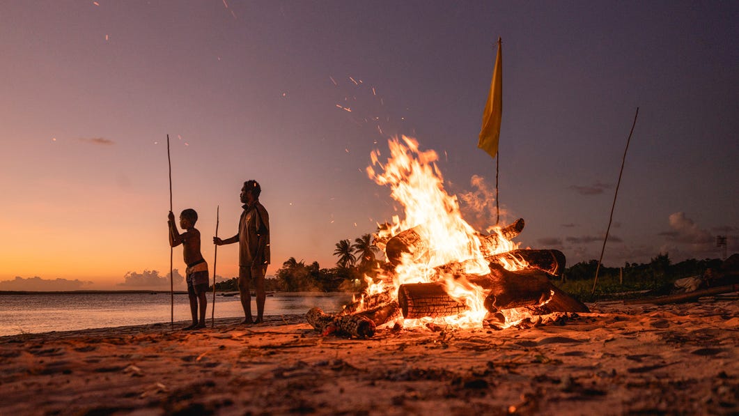 Bawaka Homeland beach bonfire