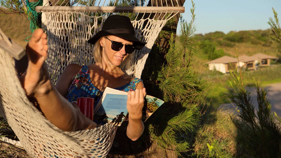 Woman in hammock on Bremer Island