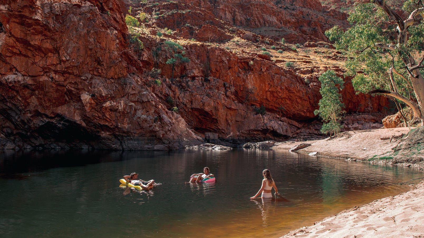 Friends Swimming at Ormiston Gorge