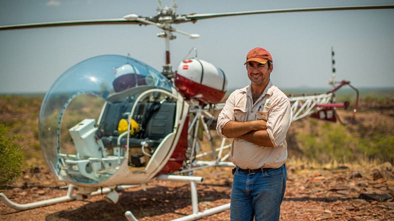 John with helicopter