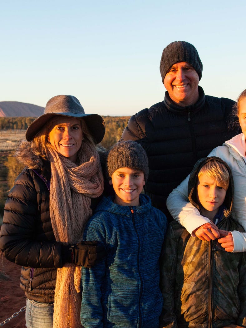 Matt Hayden and family at the Uluru sunrise platform