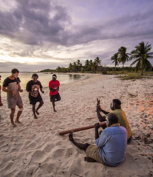 Cultural dance demonstration with didgeridoo and clapping sticks