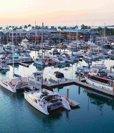 Aerial view of Cullen Bay Marina in Darwin