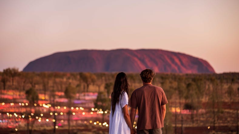 Couple at Field of Light Uluru