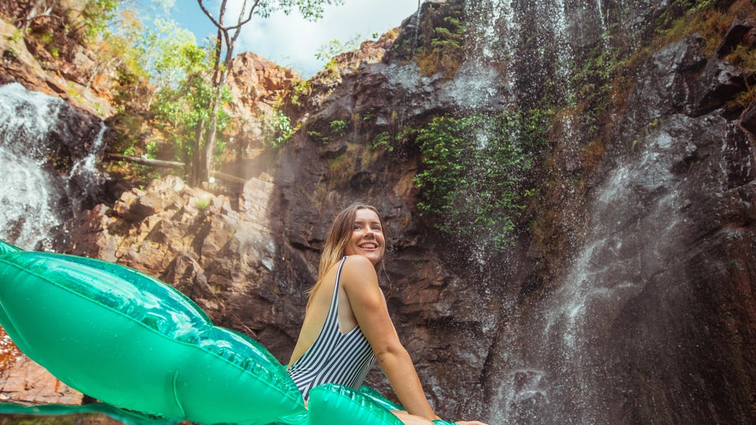 Women swimming at Florence Falls