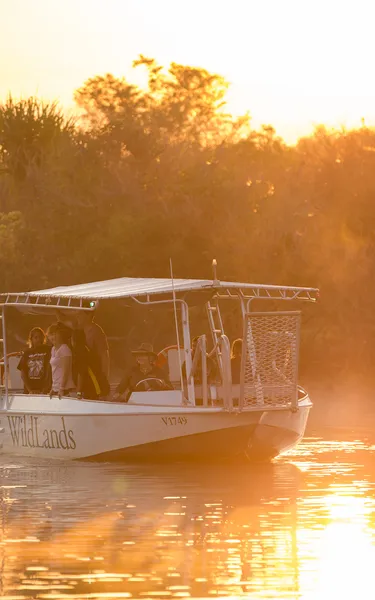 Group on a boat cruise at Adelaide River with Pudakul Aboriginal CUltural Tours