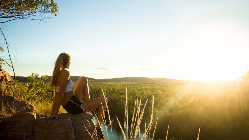 Girl sitting Katherine Gorge Lookout