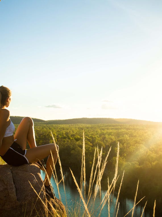 Girl sitting Katherine Gorge Lookout