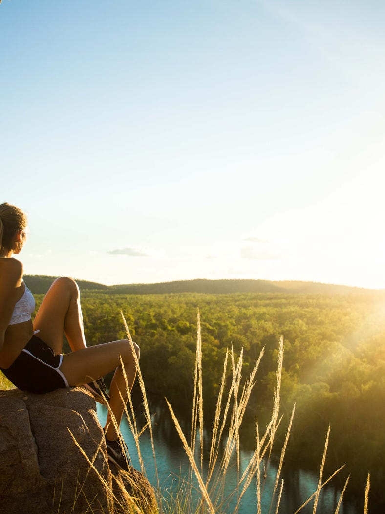 Girl sitting Katherine Gorge Lookout
