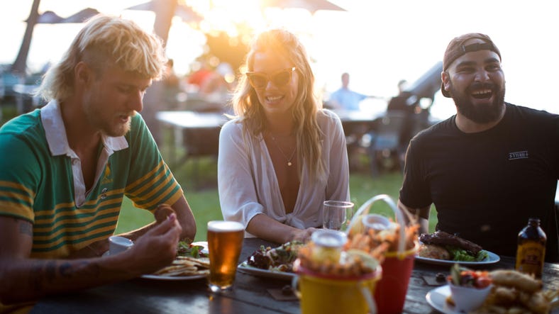 Sunset drinks with friends at the Darwin ski club