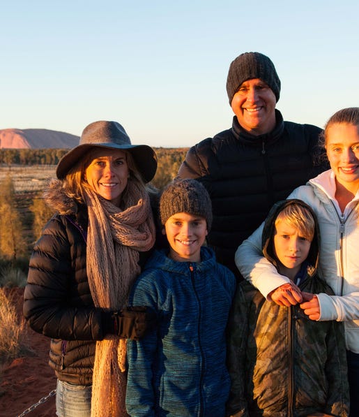 Matt Hayden and family at the Uluru sunrise platform