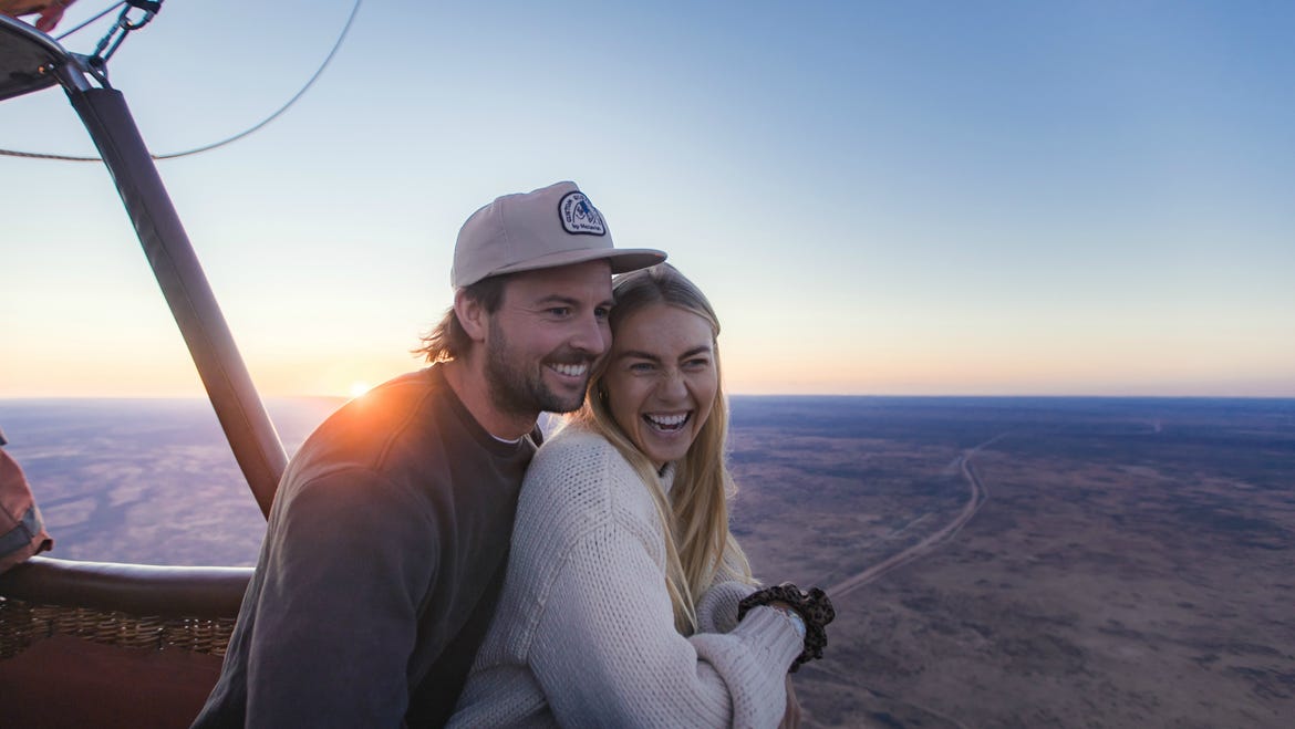 Elyse and Josh on Outback Ballooning in Alice Springs