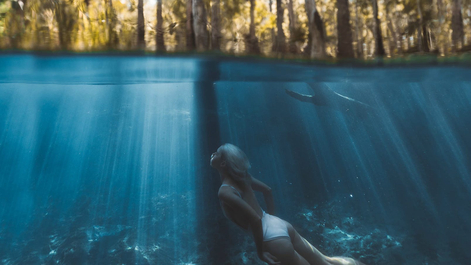 Girl swimming in Bitter Springs