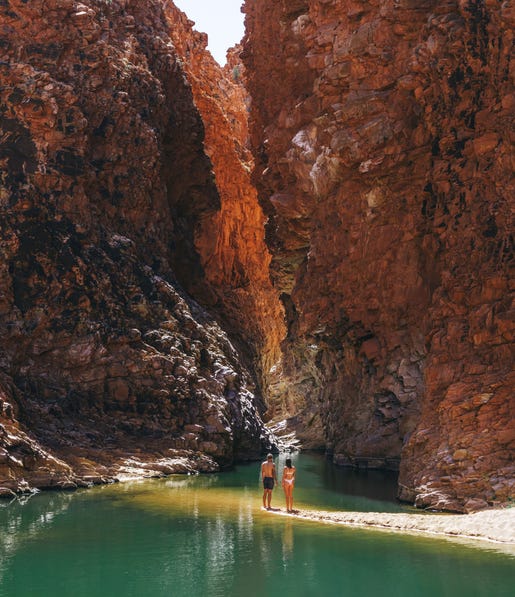 Couple relaxing at Redbank Gorge