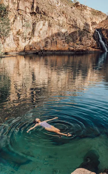 Girl swimming at Maguk
