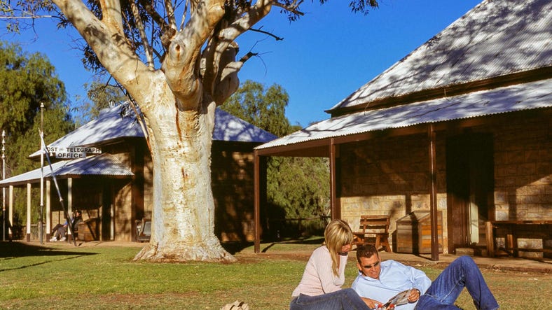 Couple enjoying a picnic at the telegraph station
