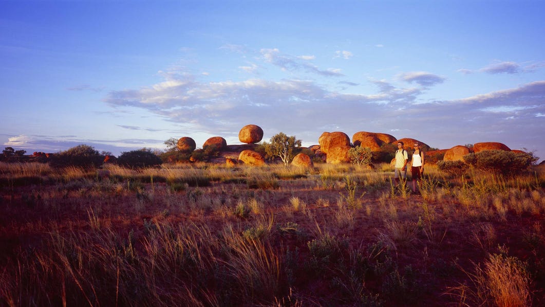Devils marbles near Alice Springs at sunset