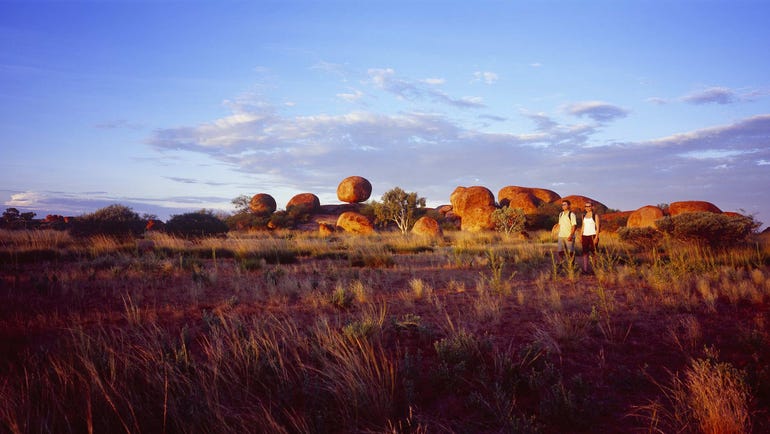 Devils marbles near Alice Springs at sunset