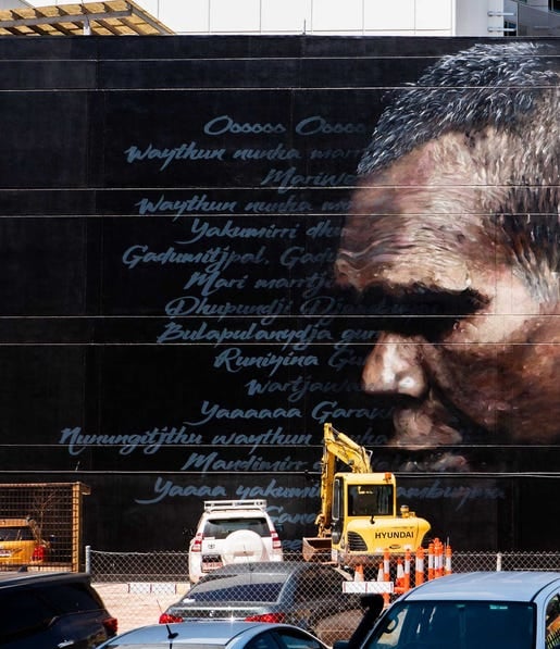 Darwin street art mural of Gurrumul