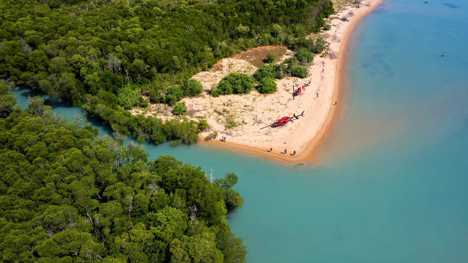 aerial shot of a helifishing day tour location