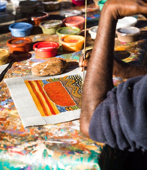 Dot painting with Maruku Arts in Uluru