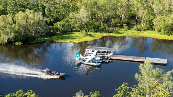 Outback Floatplanes set up on Sweetwater Lagoon near Darwin