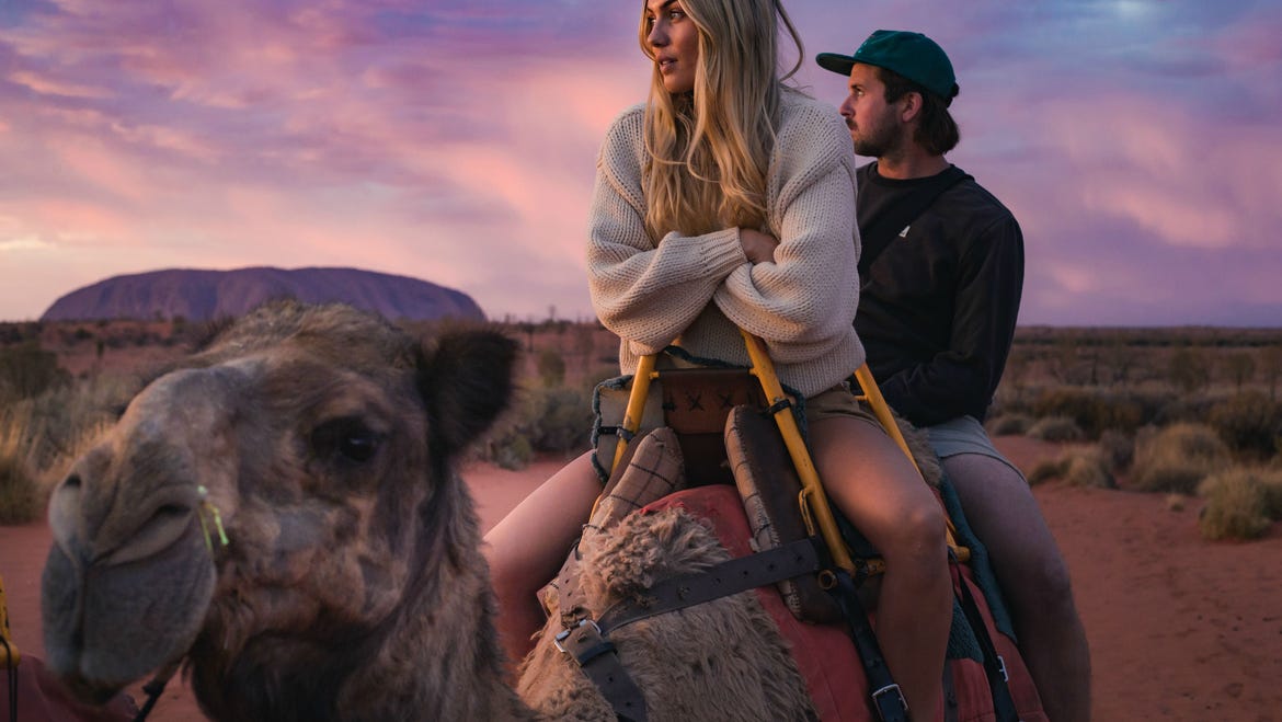 Elyse and Josh on Uluru Camel Tours