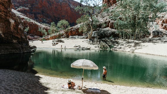 Couple enjoying summer at Ormiston Gorge