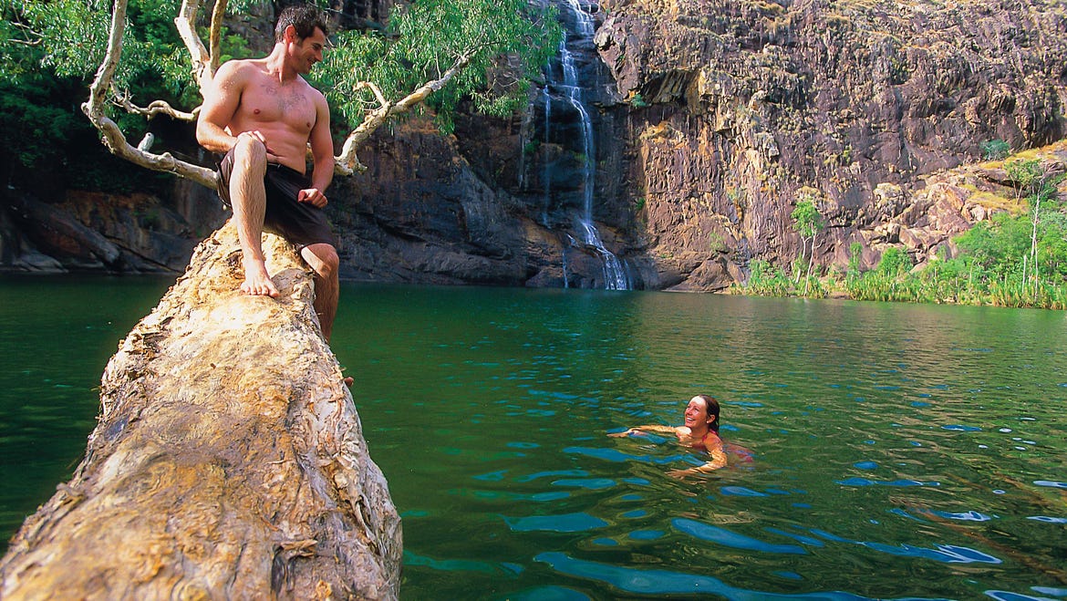 Swimming at Gunlom Falls Kakadu
