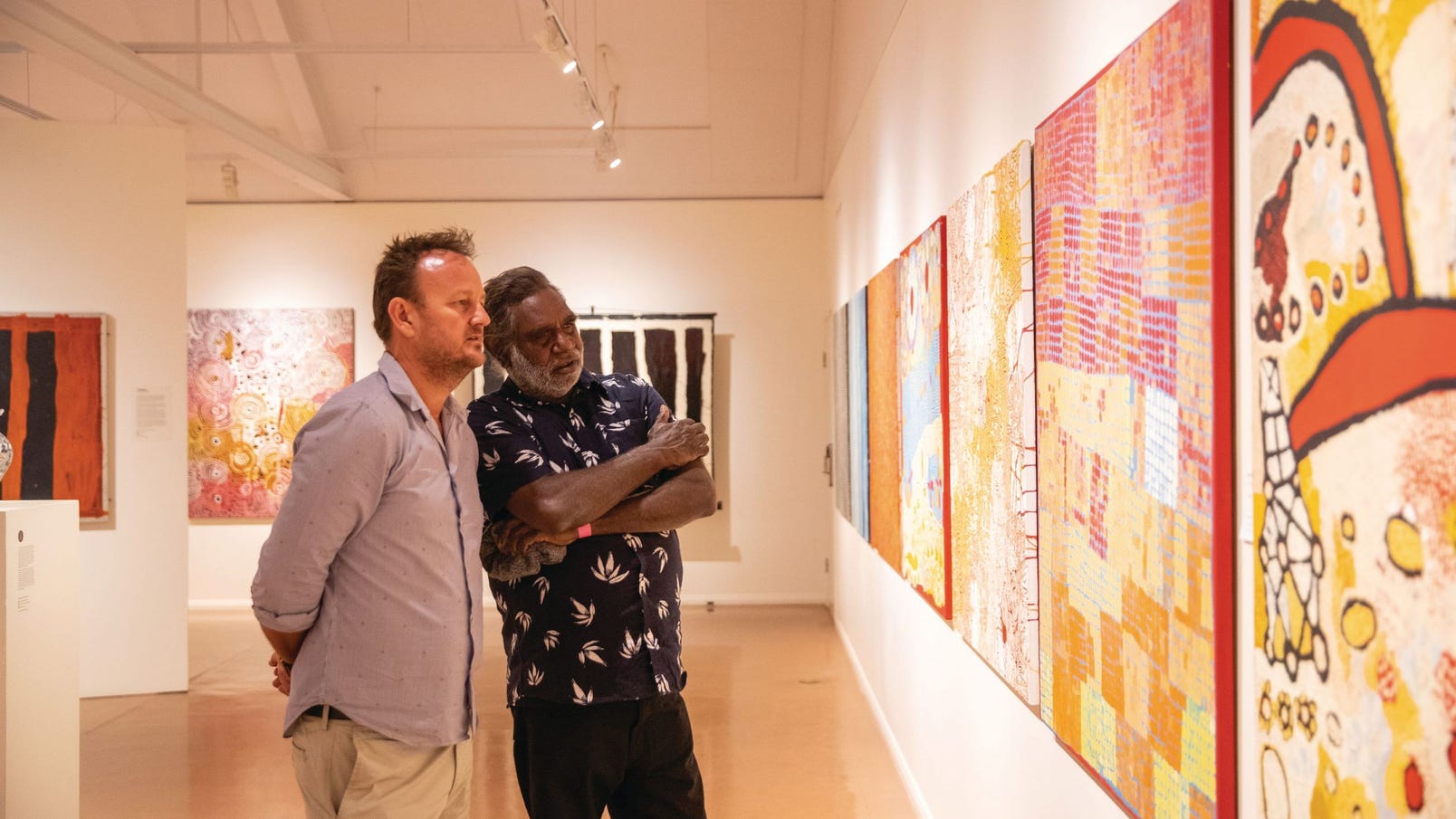 Two men at the Araluen Cultural Precinct Alice Springs